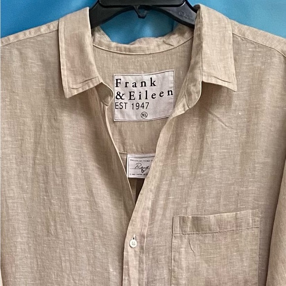 Frank & Eileen Rory Long Sleeve Linen Shirtdress dress Size: XL Sand - Picture 6 of 16